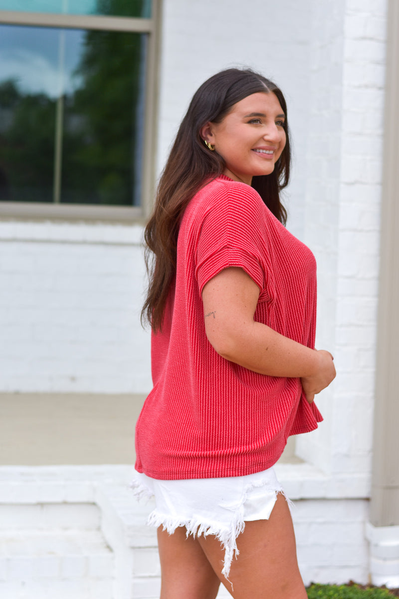 Ribbed Top - Red