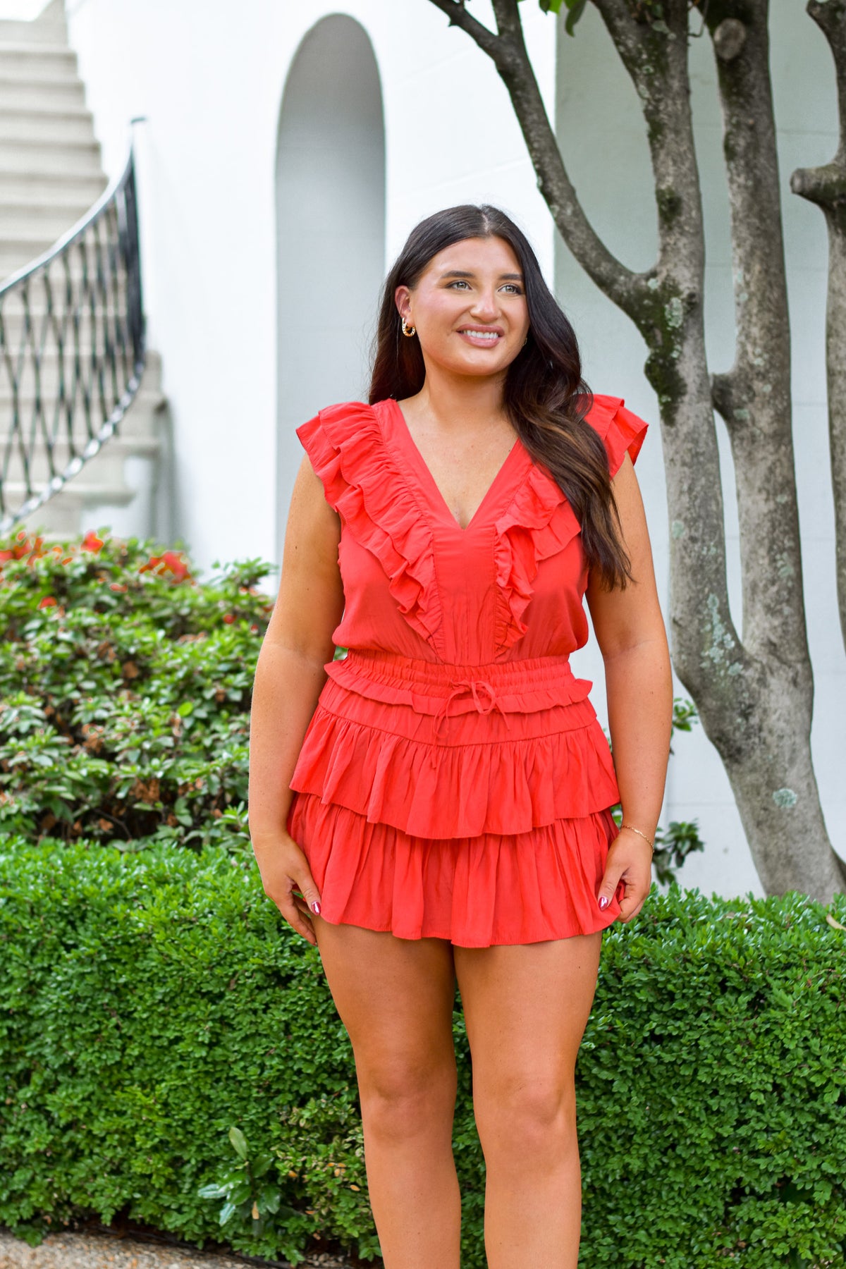 Tiered Romper - Red