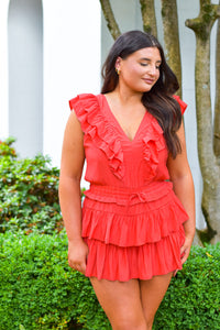 Tiered Romper - Red