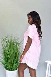 Shirt Dress - Washed Pink